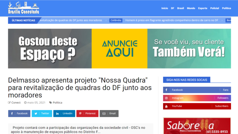 Brasília Conectada: Delmasso apresenta projeto "Nossa Quadra" para revitalização de quadras do DF junto aos moradores