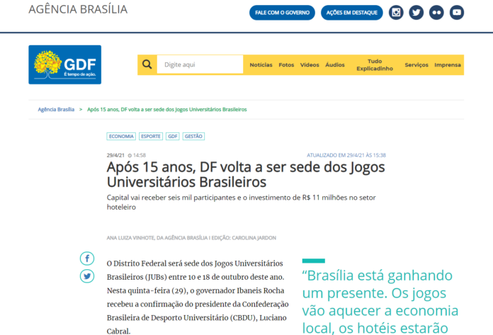 Agência Brasília: Após 15 anos, DF volta a ser sede dos Jogos Universitários Brasileiros