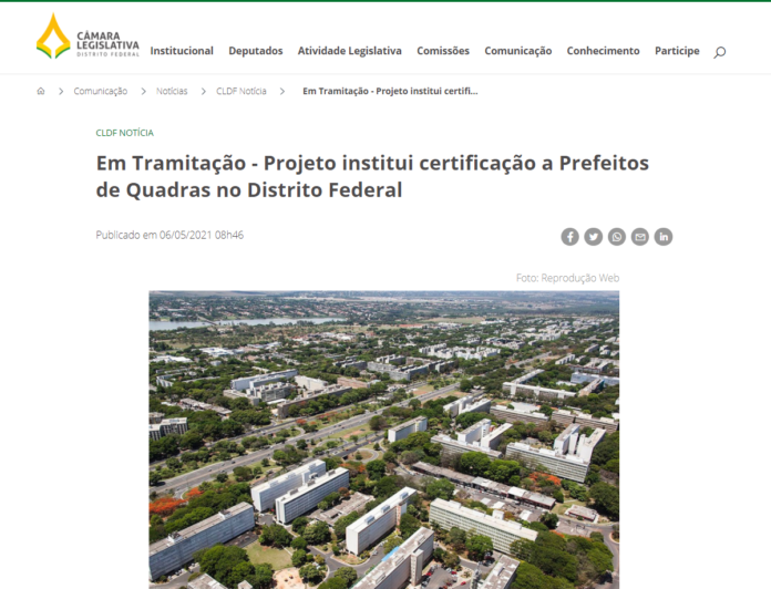 Agência CLDF: Em Tramitação - Projeto institui certificação a Prefeitos de Quadras no Distrito Federal