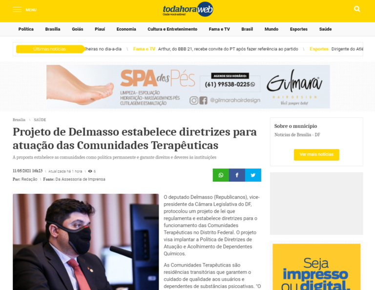 Toda Hora Web: Projeto de Delmasso estabelece diretrizes para atuação das Comunidades Terapêuticas