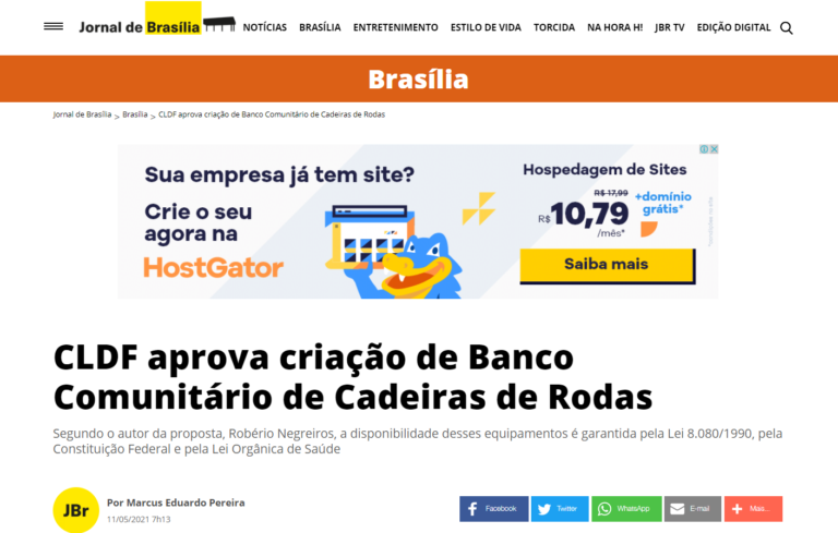 CLDF aprova criação de Banco Comunitário de Cadeiras de Rodas