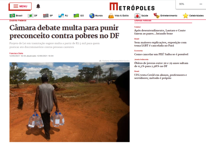 Metrópoles: Câmara debate multa para punir preconceito contra pobres no DF