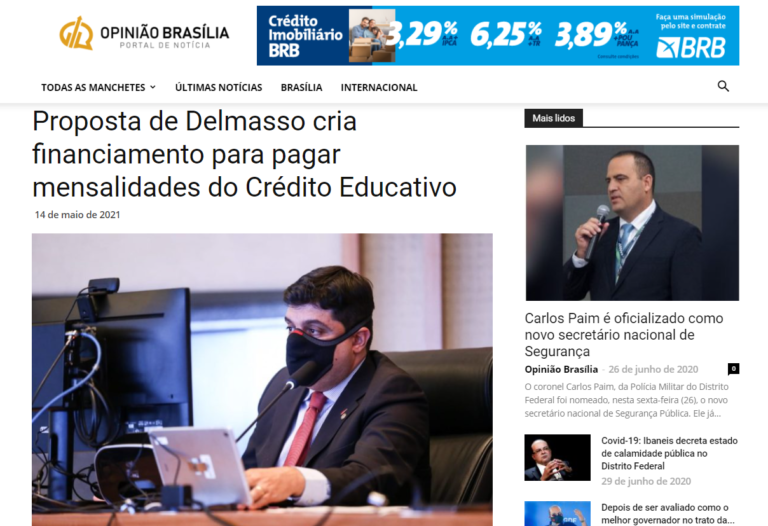 Opinião Brasília: Proposta de Delmasso cria financiamento para pagar mensalidades do Crédito Educativo