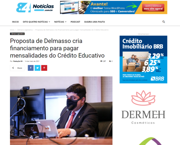 84 Notícias: Proposta de Delmasso cria financiamento para pagar mensalidades do Crédito Educativo