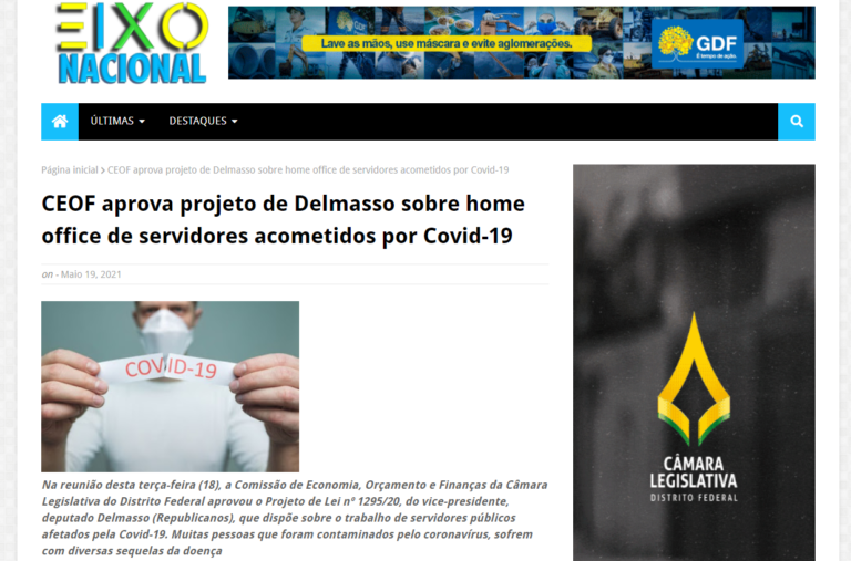 Eixo Nacional: CEOF aprova projeto de Delmasso sobre home office de servidores acometidos por Covid-19