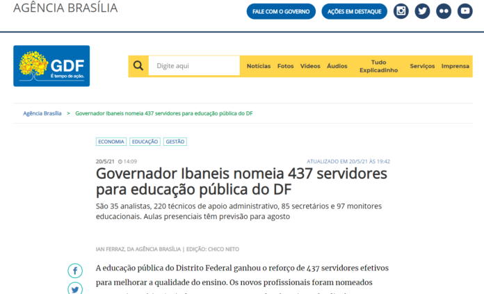 Agência Brasília: Governador Ibaneis nomeia 437 servidores para educação pública do DF