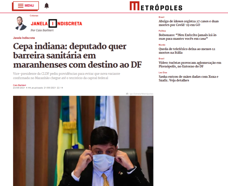 Metrópoles: Cepa indiana: deputado quer barreira sanitária em maranhenses com destino ao DF