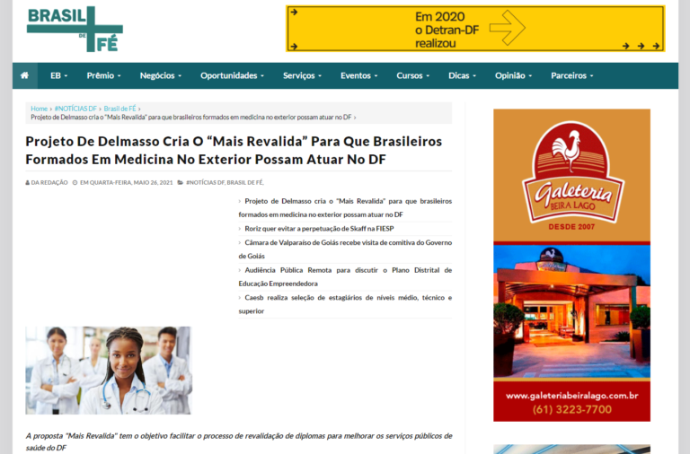 Brasil de Fé: Projeto De Delmasso Cria O “Mais Revalida” Para Que Brasileiros Formados Em Medicina No Exterior Possam Atuar No DF