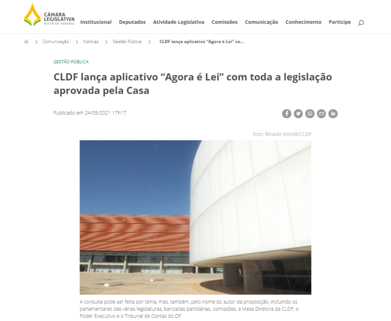 Agência CLDF: CLDF lança aplicativo “Agora é Lei” com toda a legislação aprovada pela Casa