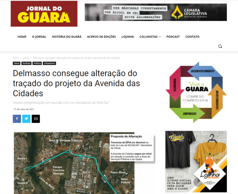 Jornal do Guará: Delmasso consegue alteração do traçado do projeto da Avenida das Cidades