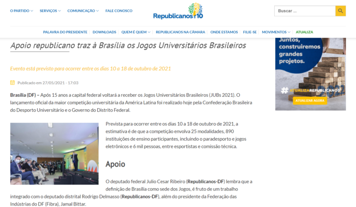 Republicanos 10: Apoio republicano traz à Brasília os Jogos Universitários Brasileiros