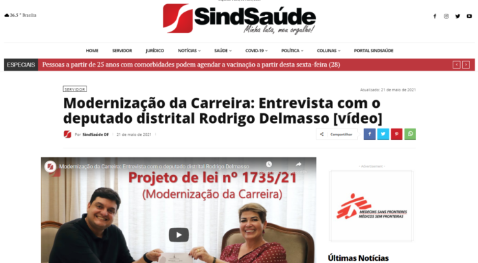SindSaúde: Modernização da Carreira: Entrevista com o deputado distrital Rodrigo Delmasso [vídeo]