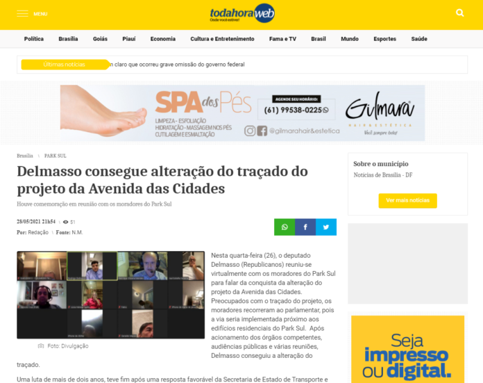 Toda Hora Web: Delmasso consegue alteração do traçado do projeto da Avenida das Cidades