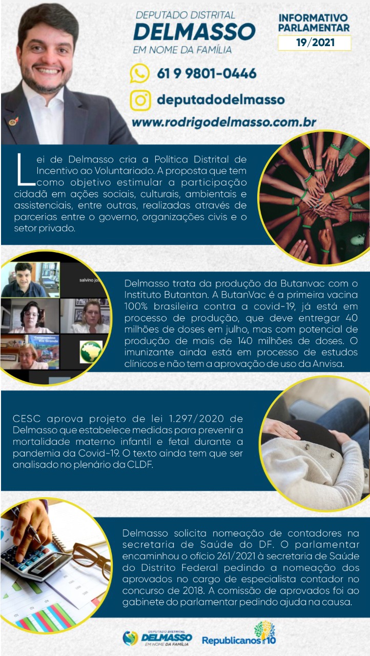 19 – Informativo semanal do Gabinete do Deputado Rodrigo Delmasso