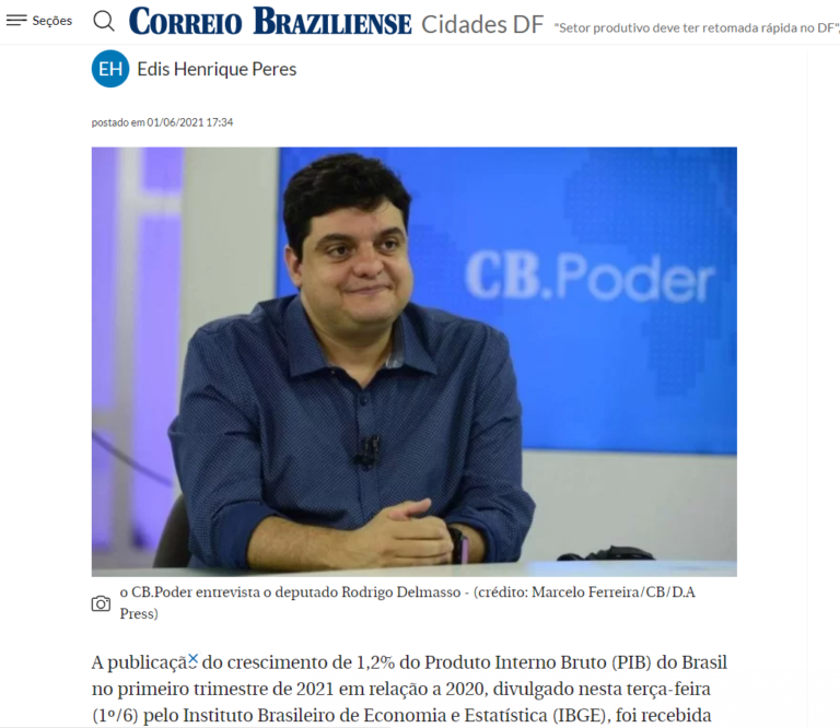 Correio Braziliense: "Setor produtivo deve ter retomada rápida no DF", afirma deputado Delmasso