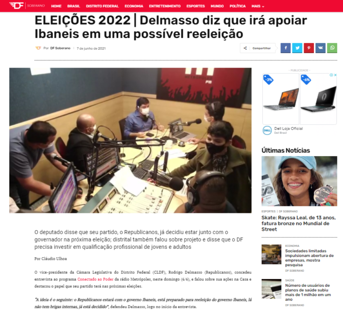 DF Soberano: ELEIÇÕES 2022 | Delmasso diz que irá apoiar Ibaneis em uma possível reeleição