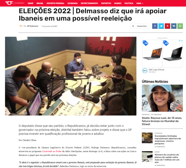 DF Soberano: ELEIÇÕES 2022 | Delmasso diz que irá apoiar Ibaneis em uma possível reeleição