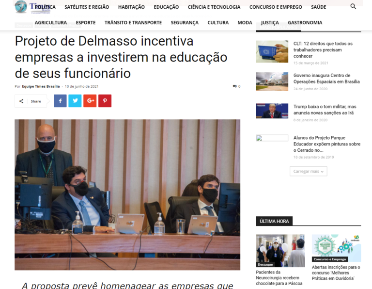 Times Brasília: Projeto de Delmasso incentiva empresas a investirem na educação de seus funcionários