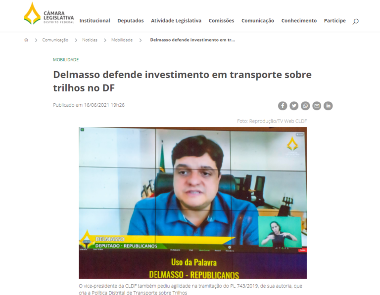 Agência CLDF: Delmasso defende investimento em transporte sobre trilhos no DF