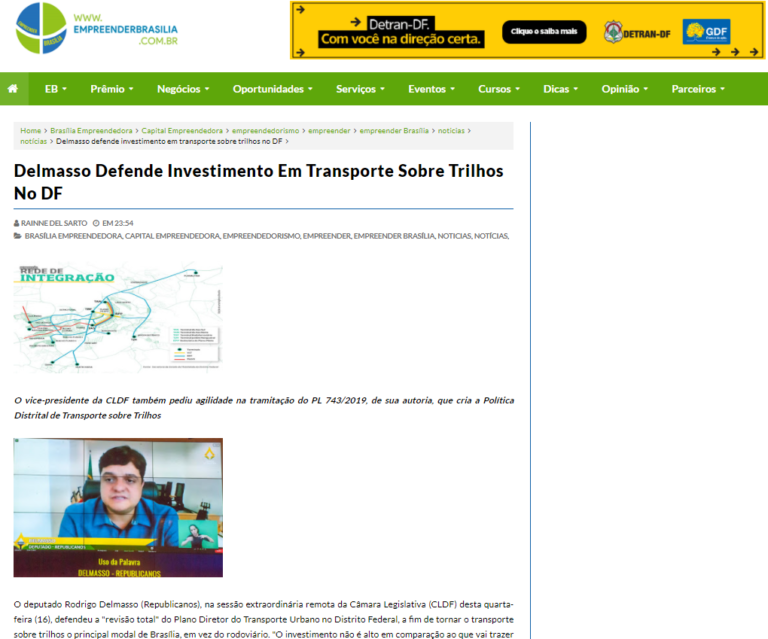 Empreender Brasília: Delmasso Defende Investimento Em Transporte Sobre Trilhos No DF
