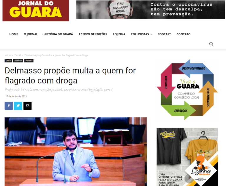 Jornal do Guará: Delmasso propõe multa a quem for flagrado com droga