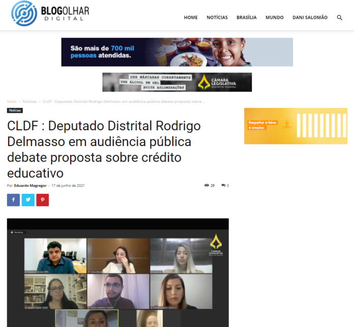 Blog Olhar Digital: CLDF : Deputado Distrital Rodrigo Delmasso em audiência pública debate proposta sobre crédito educativo