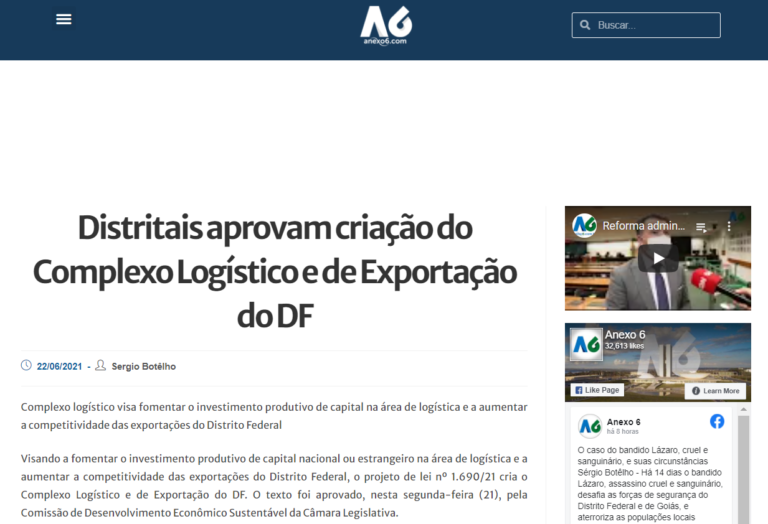 Anexo 6: Distritais aprovam criação do Complexo Logístico e de Exportação do DF