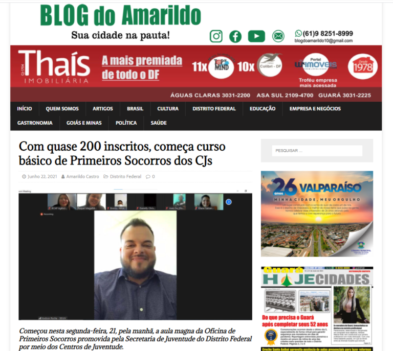 Blog do Amarildo: Com quase 200 inscritos, começa curso básico de Primeiros Socorros dos CJs