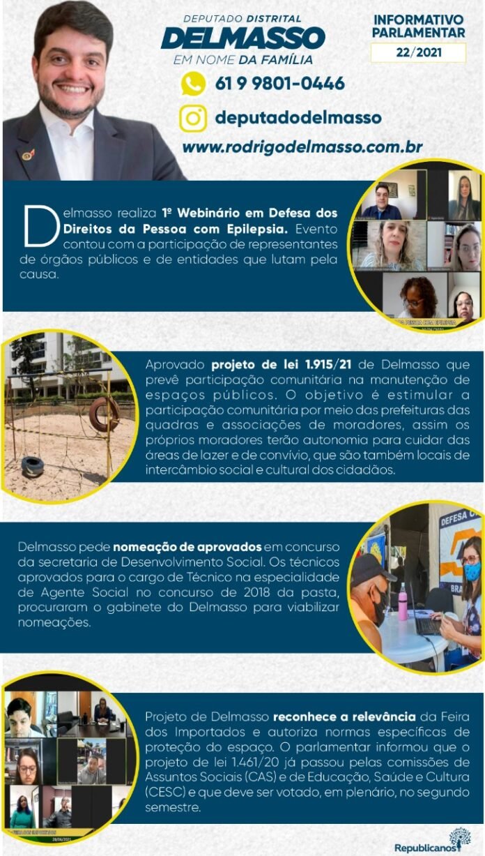 22 – Informativo semanal do Gabinete do Deputado Rodrigo Delmasso
