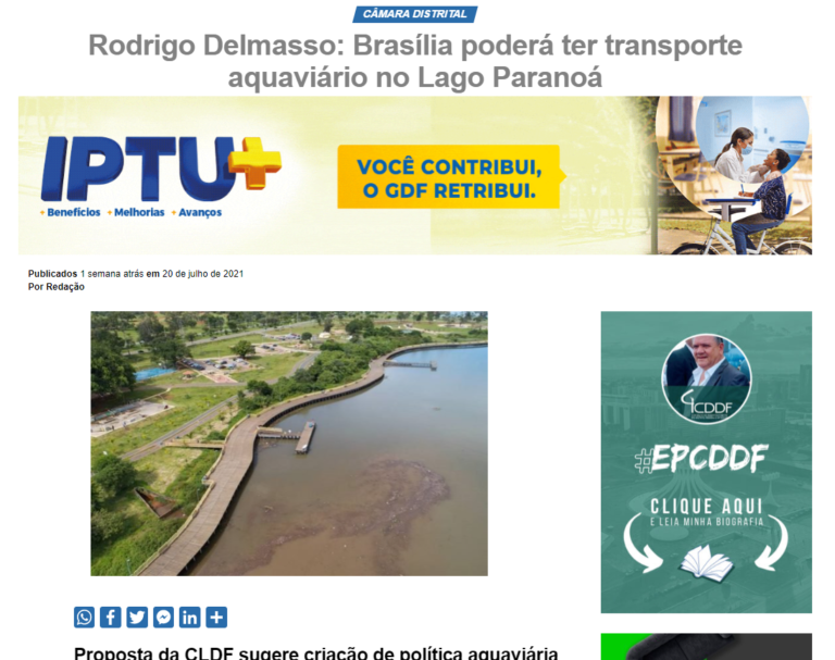 EG News: Rodrigo Delmasso: Brasília poderá ter transporte aquaviário no Lago Paranoá