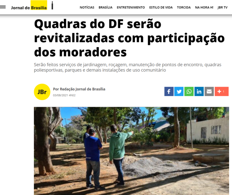 Jornal de Brasília: Quadras do DF serão revitalizadas com participação dos moradores