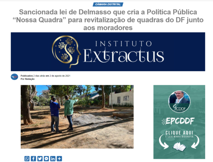Eg News: Sancionada lei de Delmasso que cria a Política Pública “Nossa Quadra” para revitalização de quadras do DF junto aos moradores