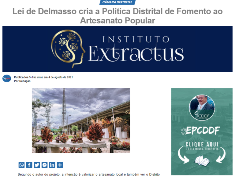 Eg News: Lei de Delmasso cria a Política Distrital de Fomento ao Artesanato Popular