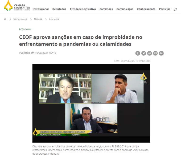 Agência CLDF: CEOF aprova sanções em caso de improbidade no enfrentamento a pandemias ou calamidades