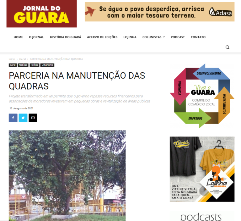 Jornal do Guará: PARCERIA NA MANUTENÇÃO DAS QUADRAS