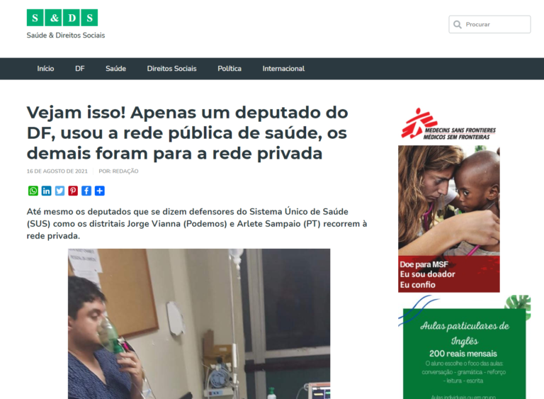 Em Defesa da Saúde: Vejam isso! Apenas um deputado do DF, usou a rede pública de saúde, os demais foram para a rede privada