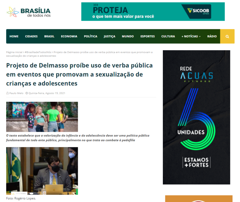 Brasília de Todos Nós: Projeto de Delmasso proíbe uso de verba pública em eventos que promovam a sexualização de crianças e adolescentes