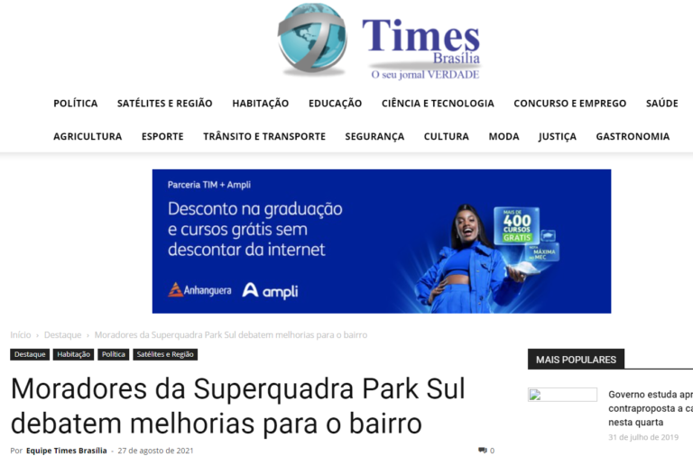 Times Brasília: Moradores da Superquadra Park Sul debatem melhorias para o bairro