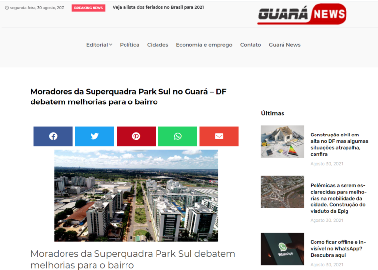 Guará News: Moradores da Superquadra Park Sul no Guará – DF debatem melhorias para o bairro