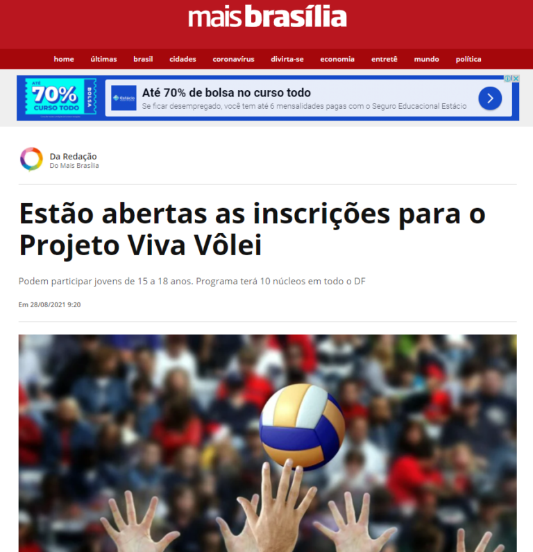 Mais Brasília: Estão abertas as inscrições para o Projeto Viva Vôlei