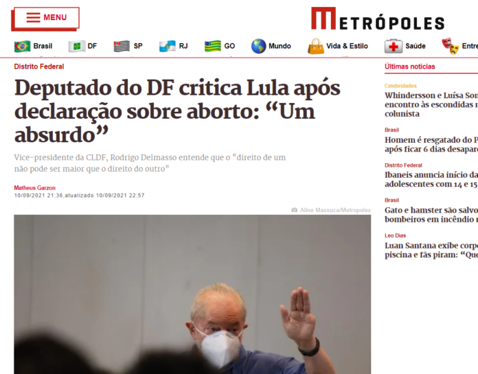 Deputado do DF critica Lula após declaração sobre aborto: “Um absurdo”
