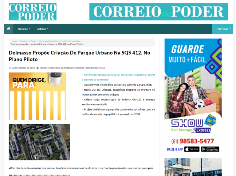 Correio do Poder: Delmasso Propõe Criação De Parque Urbano Na SQS 412, No Plano Piloto