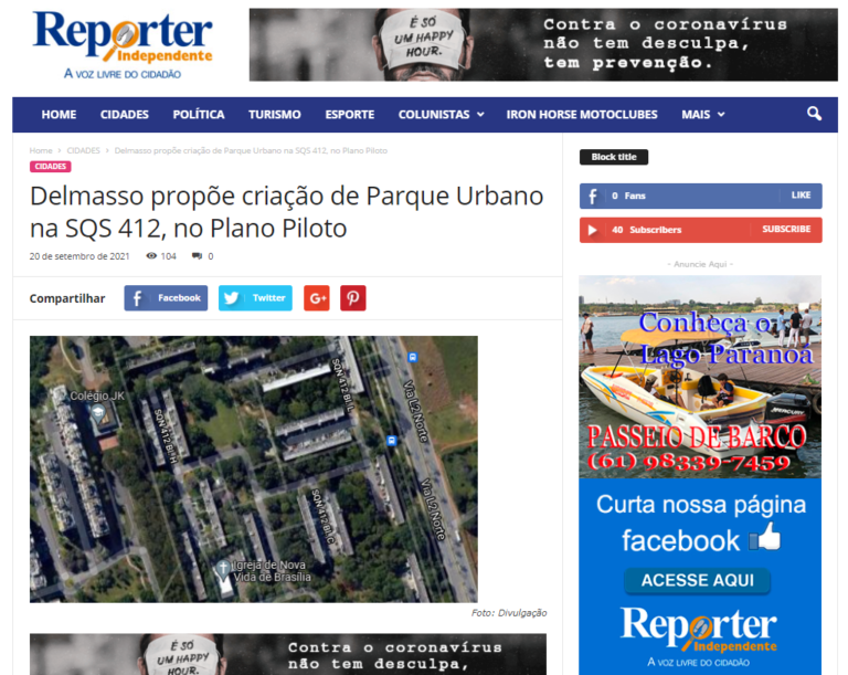 Reportes Independente: Delmasso propõe criação de Parque Urbano na SQS 412, no Plano Piloto