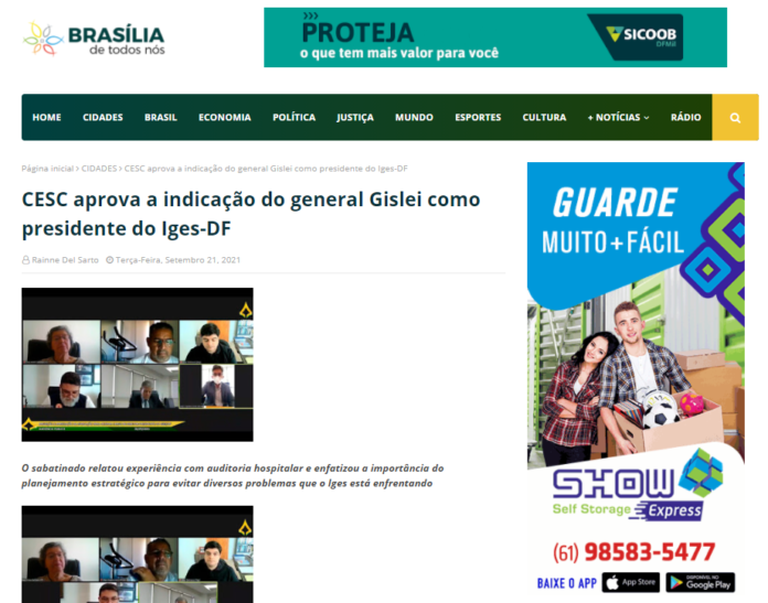 Brasília de Todos Nós: CESC aprova a indicação do general Gislei como presidente do Iges-DF