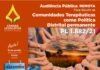 Audiência Pública Remota segunda-feira, 15 de setembro às 19h para discutir sobre o PL 1.882/2021 – Diretrizes para a atuação e o atendimento das Comunidades Terapêuticas como Política Distrital permanente, no âmbito do Distrito Federal Audiência Pública Remota segunda-feira, 15 de setembro às 19h para discutir sobre o PL 1.882/2021 - Diretrizes para a atuação e o atendimento das Comunidades Terapêuticas como Política Distrital permanente, no âmbito do Distrito Federal
