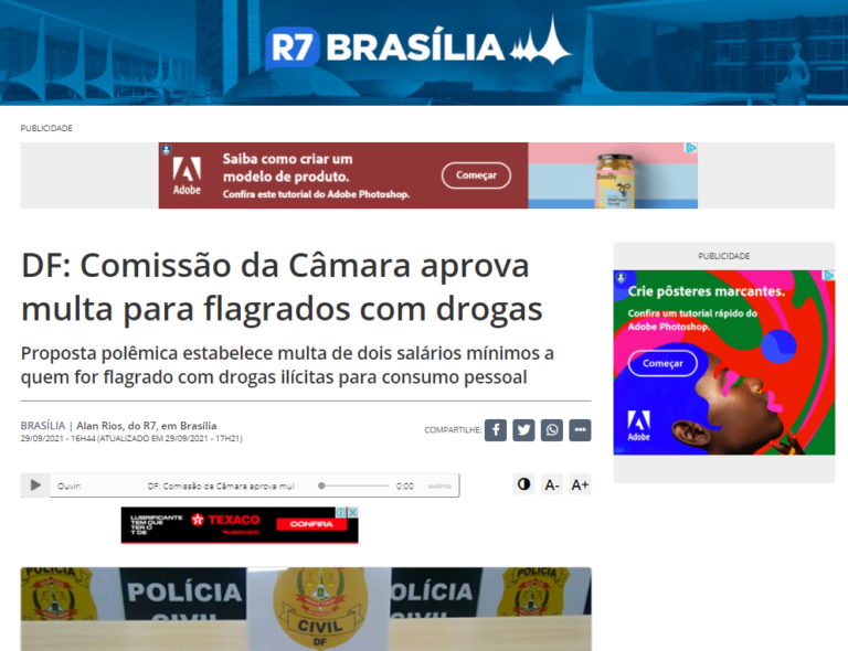 R7 Brasília: DF: Comissão da Câmara aprova multa para flagrados com drogas