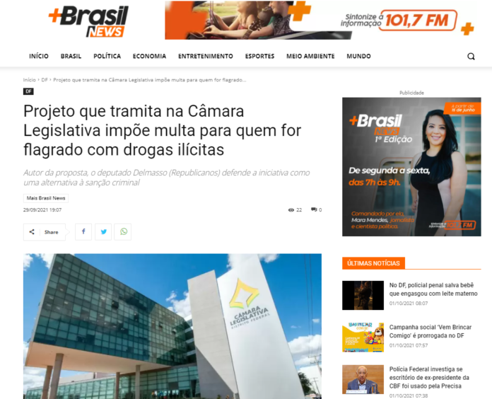 Mais Brasil News: Projeto que tramita na Câmara Legislativa impõe multa para quem for flagrado com drogas ilícitas