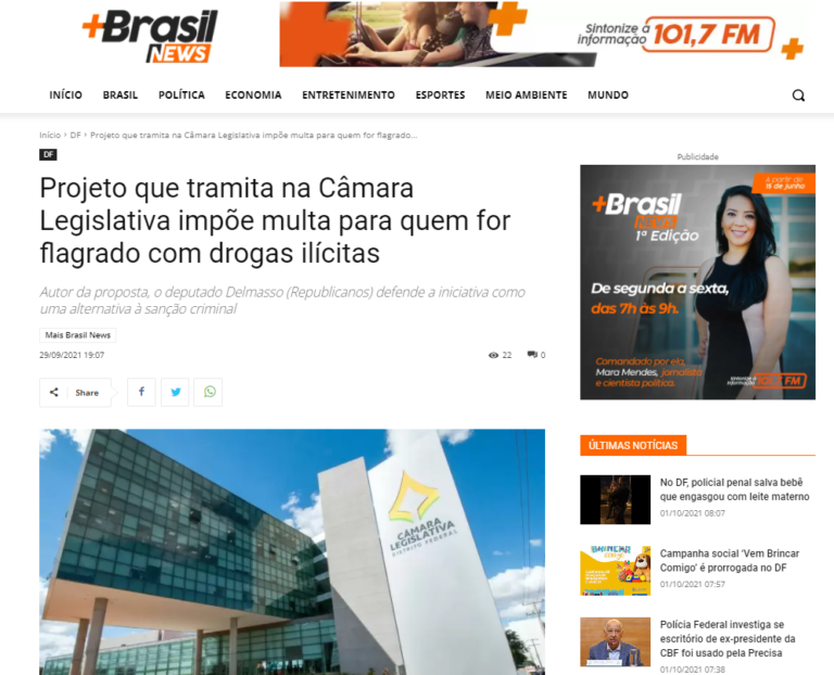 Mais Brasil News: Projeto que tramita na Câmara Legislativa impõe multa para quem for flagrado com drogas ilícitas