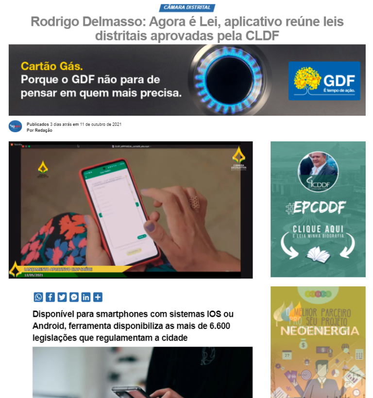 EG News: Rodrigo Delmasso: Agora é Lei, aplicativo reúne leis distritais aprovadas pela CLDF