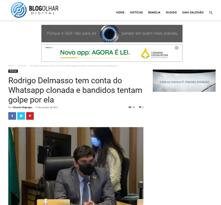 Blog Olhar Digital: Rodrigo Delmasso tem conta do Whatsapp clonada e bandidos tentam golpe por ela